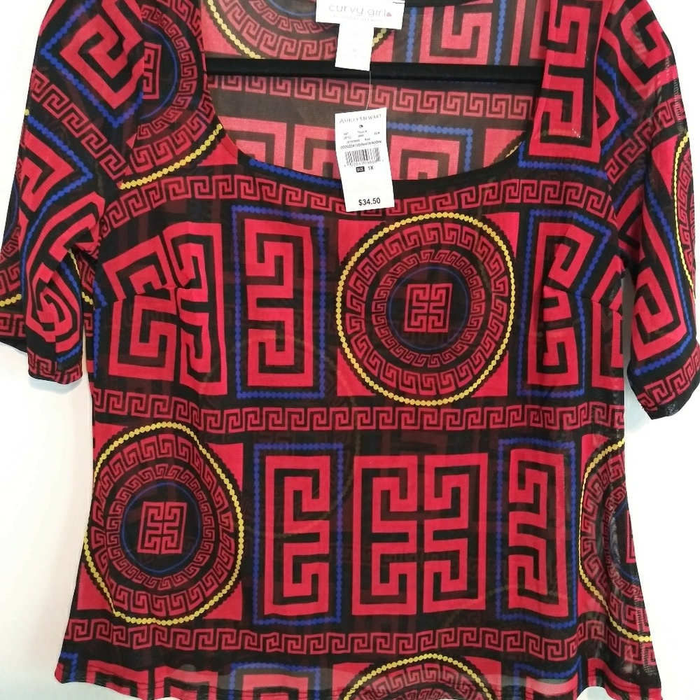 NWT Ashley Stewart Plus size red print top